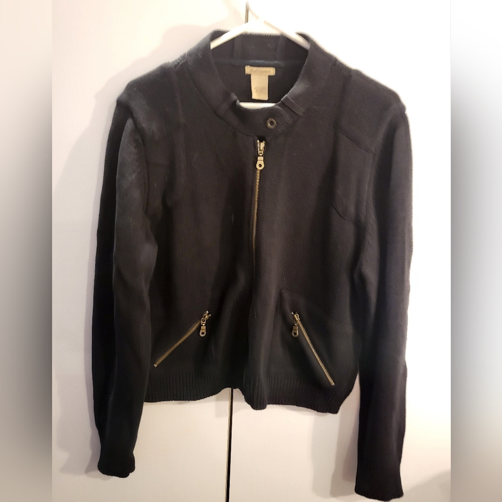 Ruff Hewn Womans XL Black Zipper Cardigan